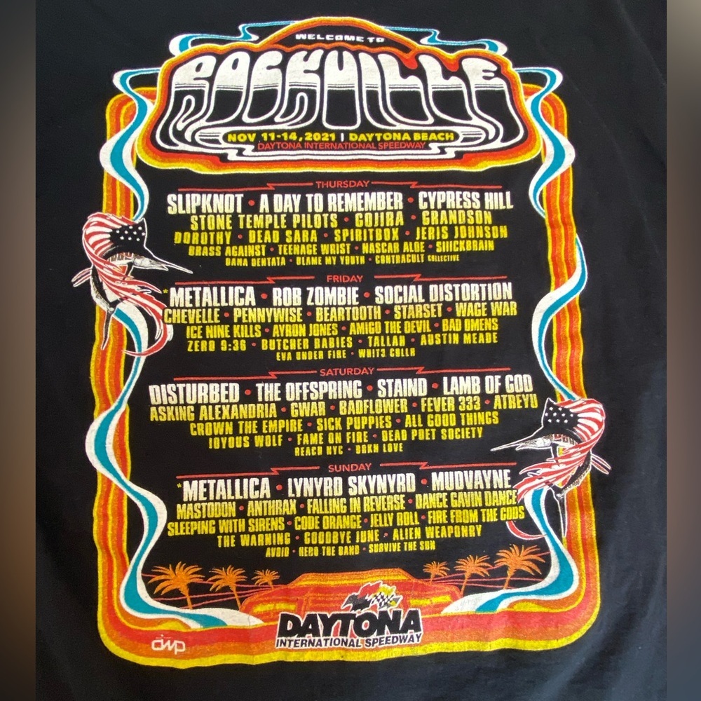 2021 Welcome to Rockville Festival Tee L Metallica Slipknot Rob Zombie Disturbed